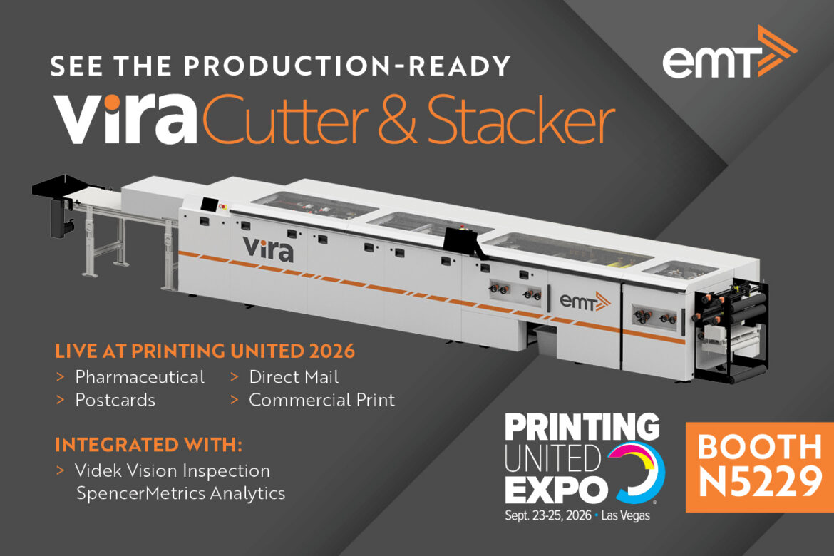 EMT to Showcase Production Ready Vira Cutter and Stacker with Integrated Inspection and Analytics at PRINTING United 2026